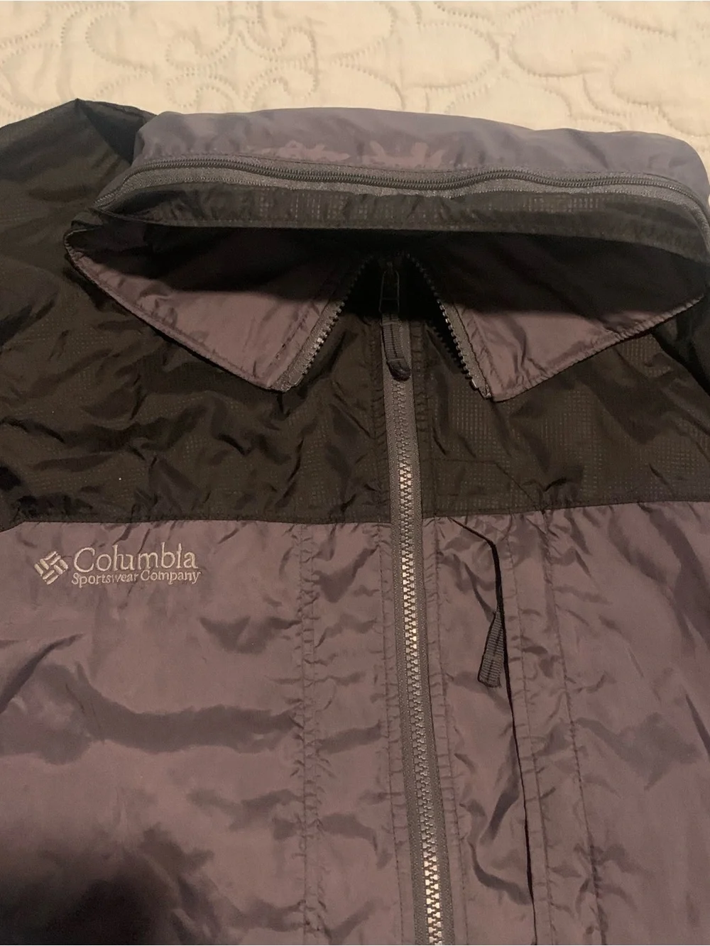 Columbia Packable Rain Jacket Black/Gray Hooded Glennaker Windbreaker Men’s XL